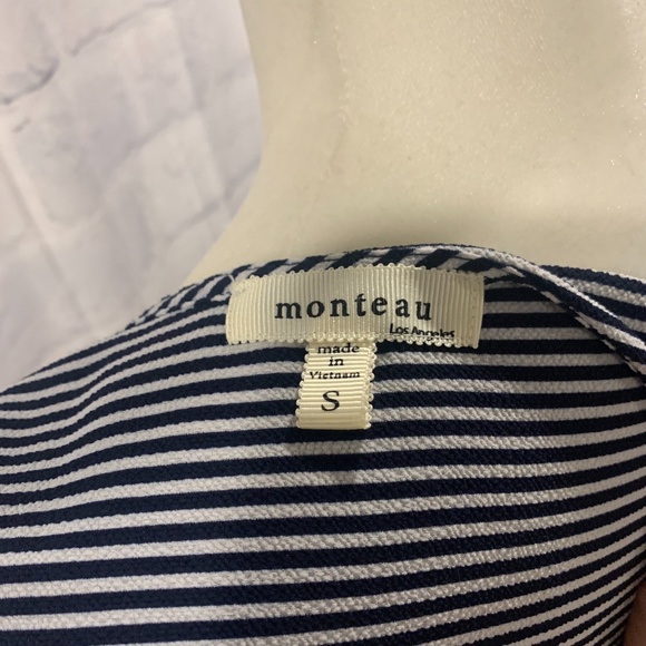 Monteau Striped Tie Front Ruffle Blouse Sailor - Picture 7 of 14